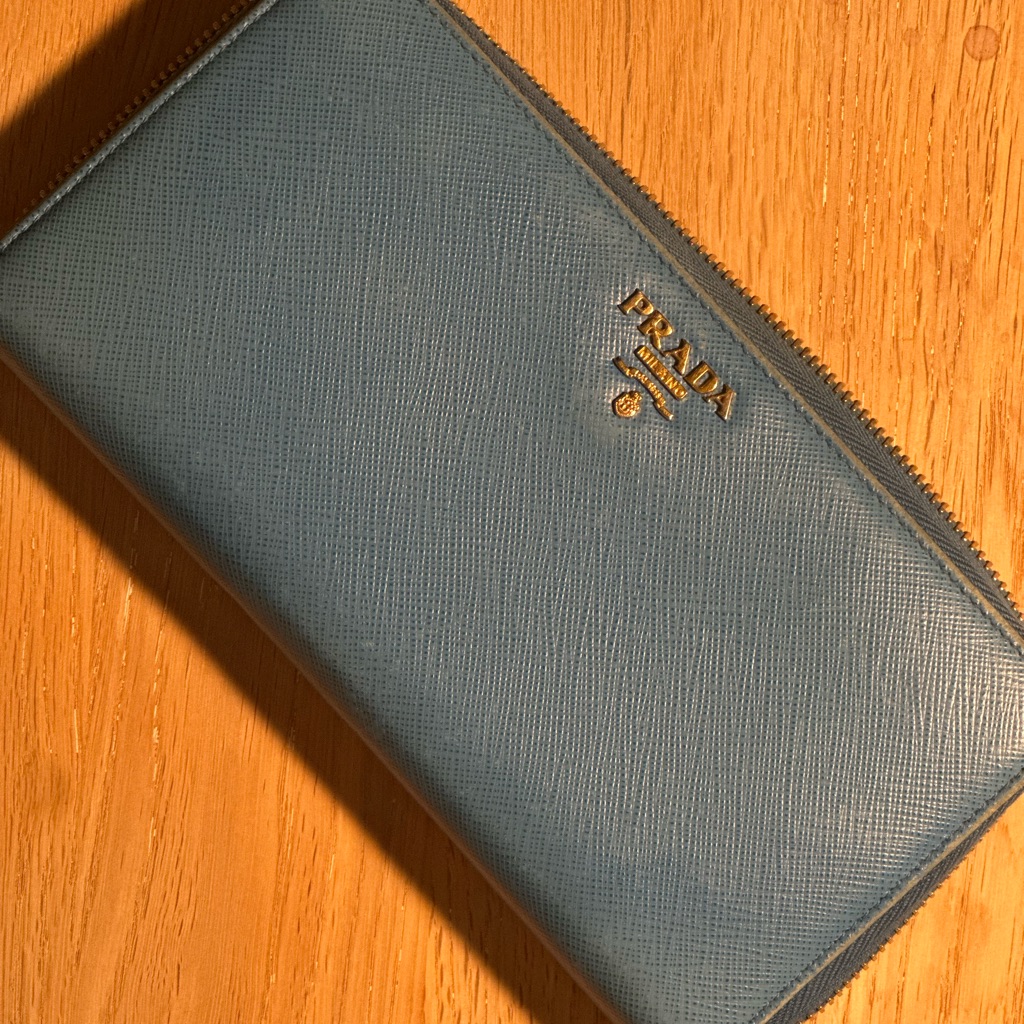 Prada Light Blue Saffiano Leather Wallet